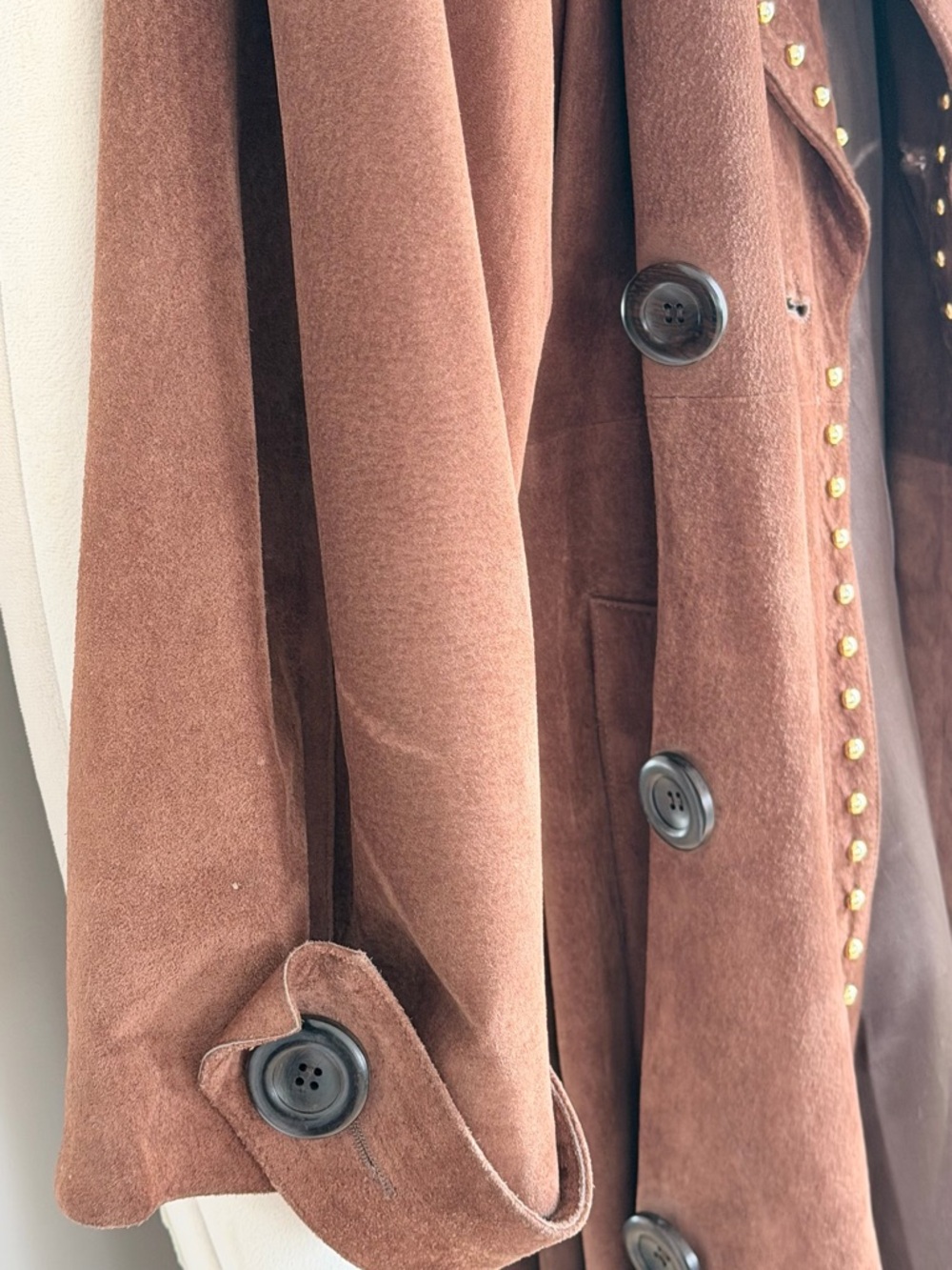 Yves Saint Laurent Brown Suede Trench Coat - Picture 3 of 6